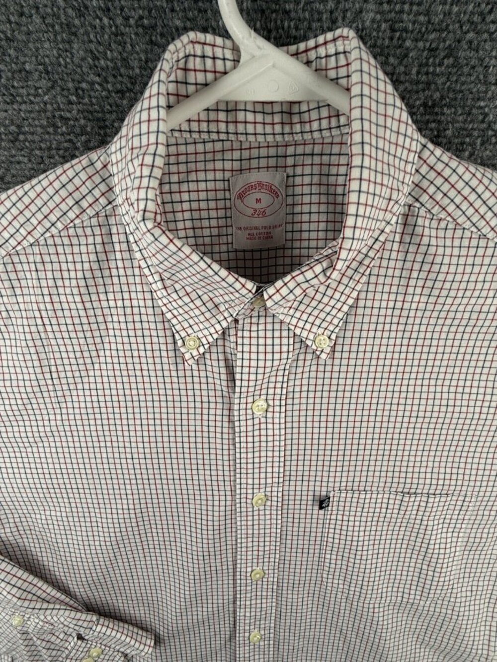 Brooks Brothers Medium Long Sleeve Button Up Shirt Red White Blue All Cotton Men